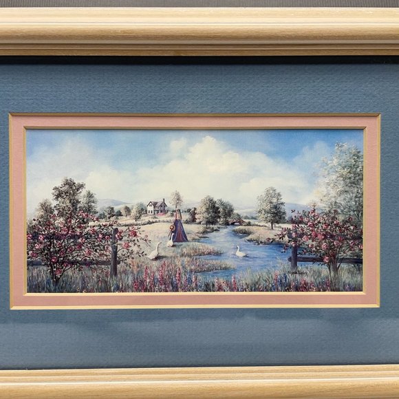 EUC Artist Glynda Turley Print of Girl By A Brook, Matted, Framed, 8" x 11 1/2" - Picture 3 of 11